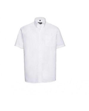 Russell Collection Short Sleeve Easy Care Tailored Oxford Shirt - White