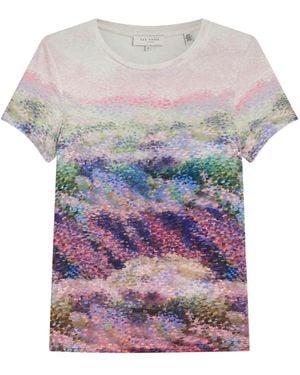 Ted Baker Kaytee Printed Fitted T-Shirt - Blue