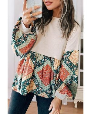 Everyday the Label Patchwork Print Blouse Long Sleeves - Multicolour