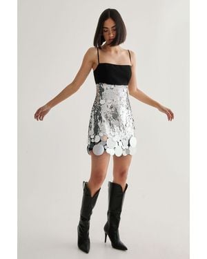 Nasty Gal Hand Embellished Sequin Disc Hem Mini Dress - Metallic