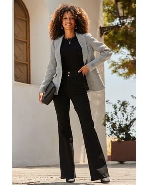 Sosandar Houndstooth Print Blazer - Black
