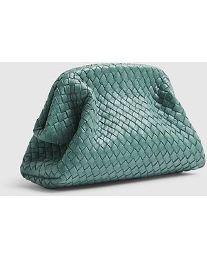 River Island Clutch Bag Premium Small Leather Woven - Red