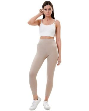 Lookus Zelal Ribbed Leggings - Natural