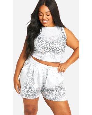 Boohoo Plus Print Racer Vest Top Cotton - White