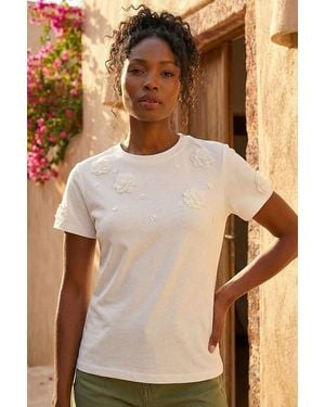 Roman Floral Applique T-Shirt - Green