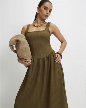 River Island Midi Dress Petite Textured - Green