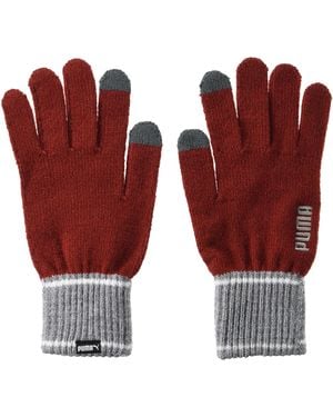 PUMA Adult Knitted Winter Gloves Heather) - Red