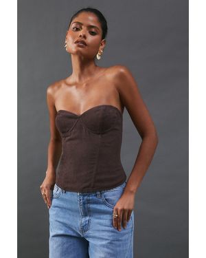 Warehouse Cord Bustier Top - Grey