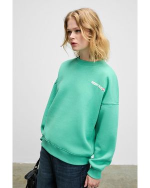 Grimelange Oversized Crew Neck Printed Sweatshirt - Green