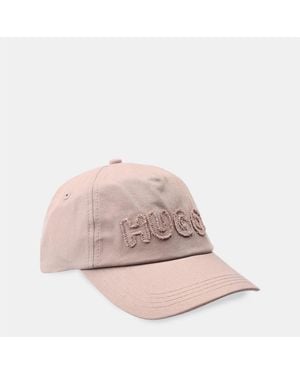 HUGO Accessories Fr Cap With Raw Edge Logo - Pink