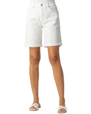 Roman Turned Hem Denim Stretch Shorts - White