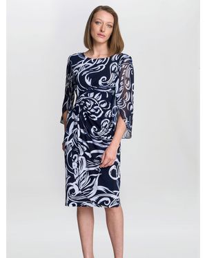 Gina Bacconi Iga Abstract Print Dress - Blue