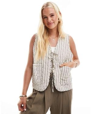 ONLY Tie Front Quilted Gilet - White