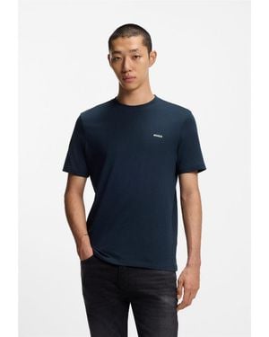 HUGO Logo Print T Shirt - Blue