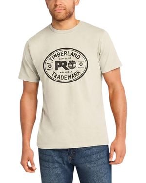 Timberland Pro Trademark Classic Logo T Shirts Summer Crew Neck Top New - Natural