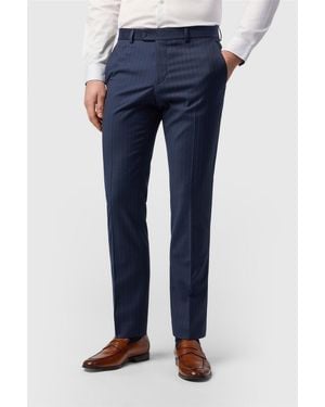 Ted Baker Flat Fronted Slim Fit Suit Trousers - Blue