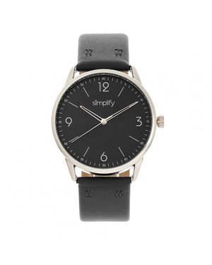 Simplify The 6300 Leather-Band Watch - Metallic