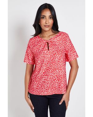 Wallis Petite Animal Woven Twist Blouse - Red
