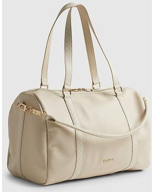 River Island Holdall Monogram Trim Soft Zip Pu - Natural