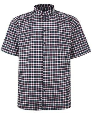 Fitzgerald London Fitz Gerald Big Size Casual Short Sleeve Cotton Checked King - Blue