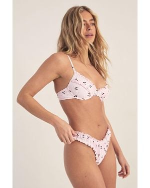 Nasty Gal Cherry Underwire Ruffle Bikini Set - Natural