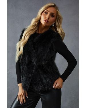 MissPap Faux Fur Panelled Gilet - Black