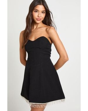 Boohoo Bandeau Trim Hem Skater Dress - Black