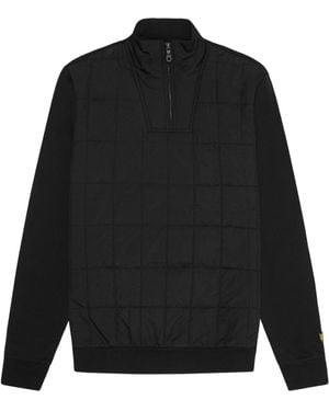 Lyle & Scott Hybrid Quilted Half-Zip Sweatshirt - Black