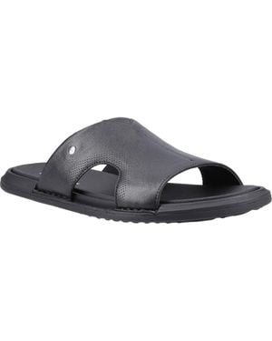 Hush Puppies Callum Slide Leather Sandals - Black