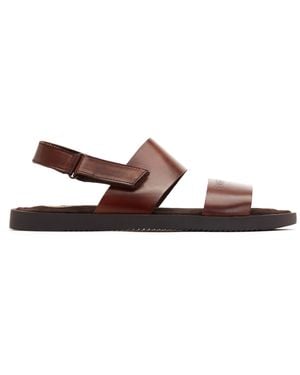 Base London Aries Waxy Leather Ankle-Strap Sandal - Brown