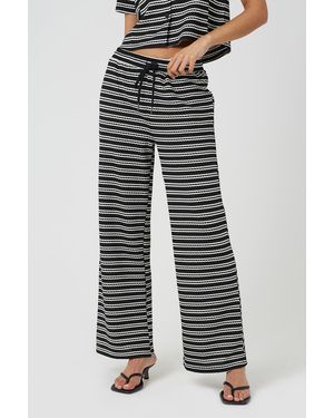 Brave Soul Textured Jersey Stripe Straight Leg Trousers - Black
