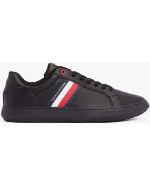Tommy Hilfiger Essential Leather Cupsole Trainers - Black