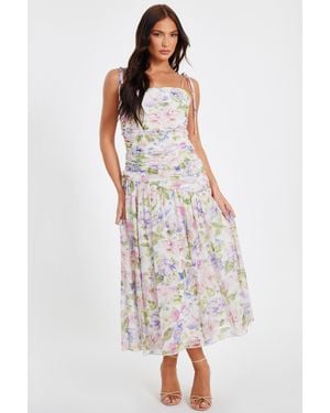 Quiz Multi Chiffon Ruched Midaxi Dress - Multicolour