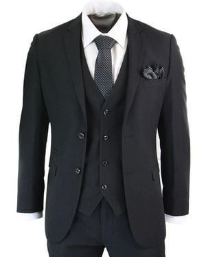 Paul Andrew 3 Piece Plain Classic Retro Suit Canvas - Black