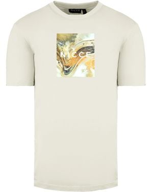 Nicce London Round Neck Short Sleeve Aerial Box T-Shirt 211 1 09 12 0343 Cotton - Natural