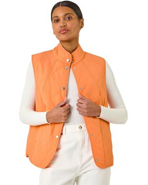 Roman Diamond Quilted Funnel Neck Gilet - Orange