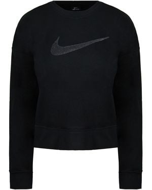 Nike Dri-Fit Oversized Long Sleeve Crew Neck Sweatshirt Cu5507 010 Cotton - Black