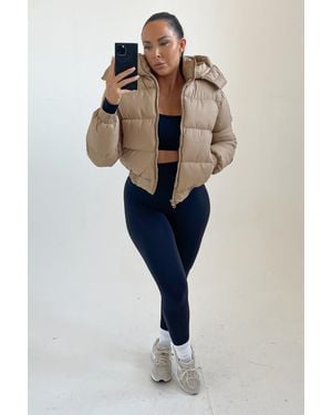 Femme Luxe Padded Zip Up Hooded Puffer Jacket - Blue