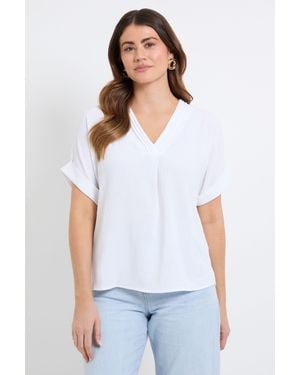 Wallis Pintuck Detail T Shirt - White