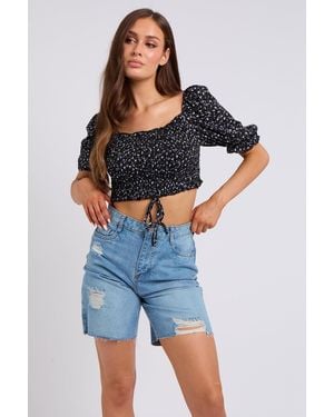 Urban Bliss Noelle Sheered Ruched Top - Blue