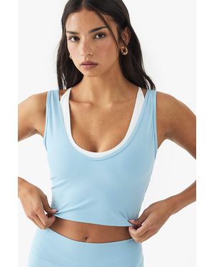 DSGN Studio Ultra Sculpt Double Layer Contrast Sports Bra - Blue