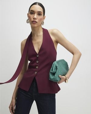 River Island Waistcoat Sleeveless Scarf Neck V-Neck - Purple