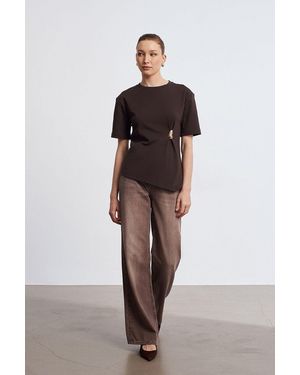 Dilvin T-Shirt Met Ronde Hals En Korte Mouwen - Bruin