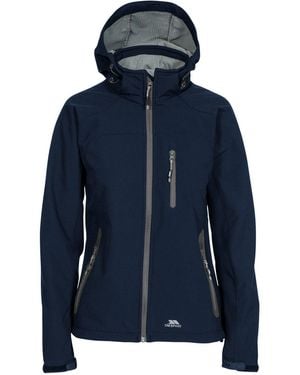 Trespass Ellison Hooded Softshell Jacket With Zipped Pocket - Blue