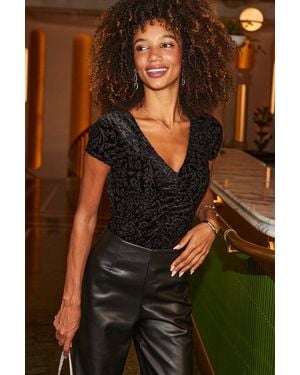 Sosandar Paisley Devoré Velvet Top - Brown