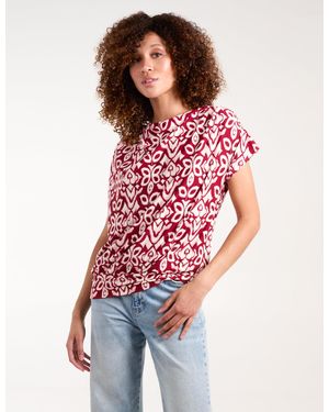 Blue Vanilla Cowl Neck Deep Hem Top - Red