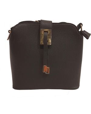 Woodland Leathers Leather 9.0" Oval Shape 3 Central Compartments Tassel Front Bag - Black
