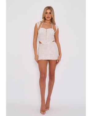 Gini London Lace Mini Skirt - White