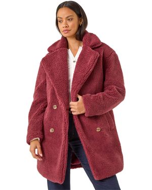D.u.s.k Oversized Boucle Coat - Red