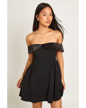 off the shoulder pleated skater dress Rebdolls Plus size Women's Off Shoulder Cut Out Midi Skater Dress